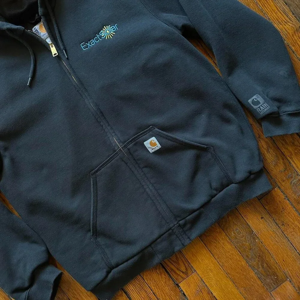 Vintage Y2K Carhartt Rain Defender Lined‎ Hooded Sweatshirt Jacket Men M Black